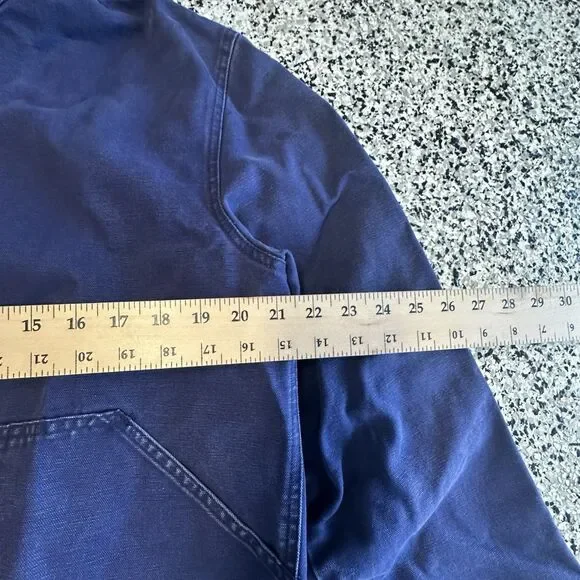 Vintage Walls Duck Canvas Jacket Hooded Full Zip Large Lined Blue Workwear 90s